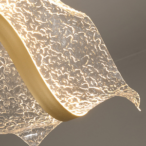 Lustres Led en forme de vague <span class=keywords><strong>Suspension</strong></span> Lustre de luxe Lustres et suspensions modernes Métal Cristal Acrylique <span class=keywords><strong>Doré</strong></span> 90 - Product Image 3