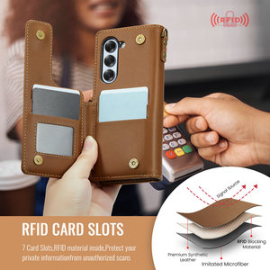 Nouveau Design 2024 CaseMe <span class=keywords><strong>pour</strong></span> Samsung Z Fold 6 Étui Support Béquille <span class=keywords><strong>Cuir</strong></span> de Sublimation <span class=keywords><strong>pour</strong></span> Samsung Z Fold 6 5 4 3 Étui Portefeuille - Product Image 2