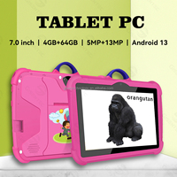 VOCCA Tablet Edukasi Warna-warni Baru 7-Inci HD Quad Core Android 15 8G+128GB Kamera 5MP Wi-Fi USB-C untuk Anak-anak Bermain Game