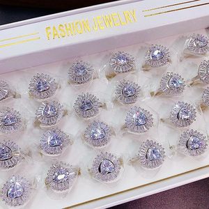 Luxury Gold Plated <b>Ring</b> Full Cz Zircon Mix Bulk Gemstone Opening <b>Adjustable</b> <b>Ring</b> Shiny Micro-Inlaid Irregular Zircon <b>Ring</b> - Product Image 2