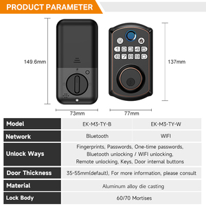 Serrure connectée à pêne dormant standard US, vente en gros usine, avec autorisation temporaire pour déverrouillage par mot de passe unique, serrure électronique domestique - Product Image 4