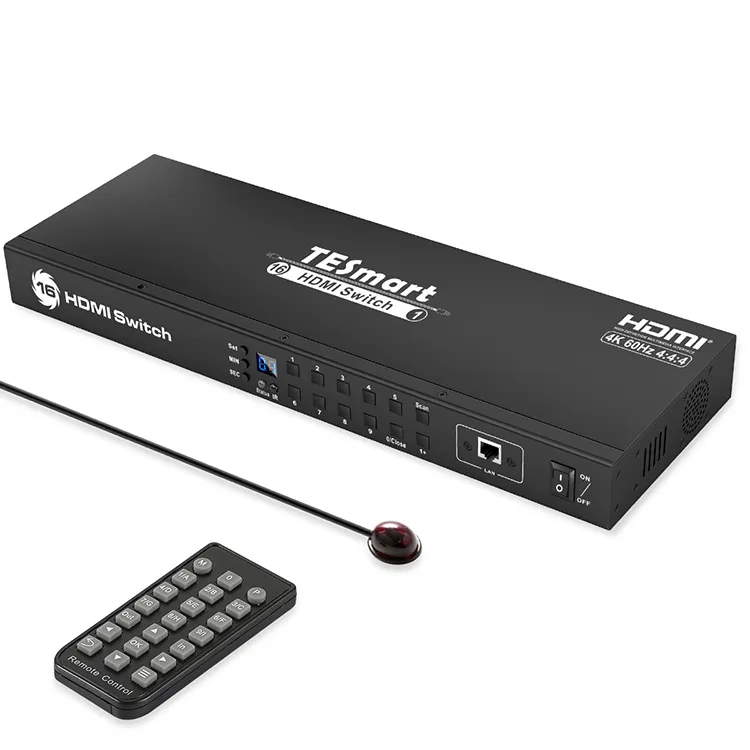 TESmart 16x1 Schalter Vídeo UHD 4K60hz 16 Portas Suporte LAN RS232 Controle HDMI Switch Para Equipamentos De Supermercado