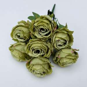 Di alta qualità 7 teste fiore bianco cespuglio rosa Bouquet fiori artificiali per la vendita - Product Image 5