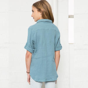 Chemise hawaïenne décontractée pour filles, nouvelle conception OEM personnalisée, collection 2017, pour enfants d'âge moyen - Product Image 2