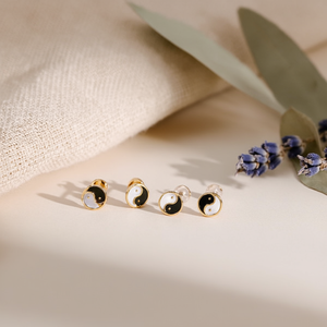 Orecchini a perno Tianxi Bagua in acciaio inossidabile placcato oro 6mm, gioielli classici unisex alla moda - Product Image 3