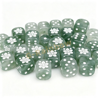 Jeu de dés D6 effet marbre 16 mm, dés marbrés à points colorés, accessoires de divertissement ronds avec logo gravé