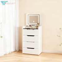 Table de toilette moderne et simple pour chambre à coucher, miroir éclairé, armoire de rangement, table de maquillage multifonctionnelle, panneau de chevet, salon