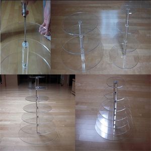 Soporte acrílico transparente multicapa para pasteles, <span class=keywords><strong>torre</strong></span> de exhibición de pasteles, exhibición de <span class=keywords><strong>torre</strong></span> de magdalenas y pasteles acrílicos transparentes de 6 niveles - Product Image 6