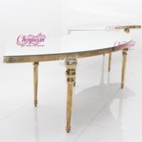 Fabrication Usine Vente Chaude Chaises et Tables de Luxe Blanches en Acier Inoxydable Forme Courbe pour Mariages et Événements