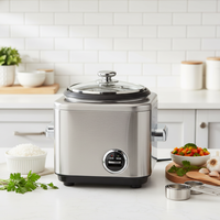Cuiseur à riz électrique 1,5 L en acier inoxydable avec couvercle en verre, fonction cuisson automatique et maintien au chaud, mini cuiseur vapeur avec grille pour hôtels et usage domestique