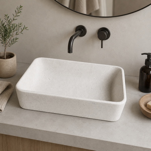 อ่างล้างมือแบบติดผนังหินธรรมชาติหรูหราจาก Poulars Wholesale รุ่น Moonlight Beige ทำจากหินอ่อน - Product Image 4