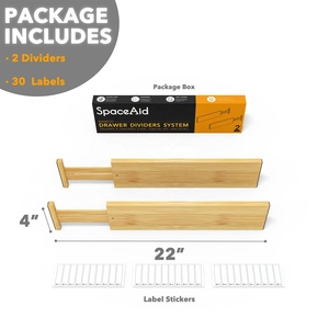 Nhà Bếp Có Thể Điều Chỉnh Ngăn Kéo Mở Rộng Tổ Chức 2 Ngăn 17-22 Trong Tre Sâu Ngăn Kéo Ngăn Với Nhãn - Product Image 3