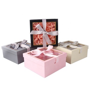 Wholesale Transparent Window Paper Packaging Two-piece in square Box for Valentine's Day <strong>Flower</strong> Wedding <strong>Sweets</strong> - Product Image 2