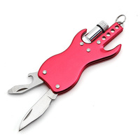 Couteau combiné pour l'extérieur avec lampe, forme de guitare, cadeau, ouvre-clé, couteau pliant multifonctionnel