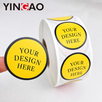 Rouleau d'autocollants personnalisés, étiquettes rondes multicolores jaunes et bleues, scellées, en vinyle imperméable pour sacs en papier kraft, autocollants d'emballage Yingao, logo
