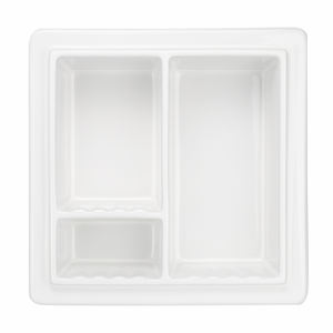 رف استحمام سيراميكي مدمج بثلاثة أقسام لحفظ الشامبو. سهل التركيب، سهل التنظيف، صحي، لا يصدأ ولا يسبب تكون العفن الأسود - Product Image 1