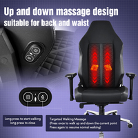 Nouvelle chaise de gamer 4D avec accoudoirs, massage pétrissant intégré (haut/bas), et coussin de nuque et de taille en velours à aimants.