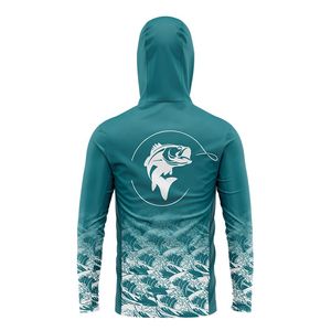 Hombres Senderismo al aire libre Ligero Protección solar Sublimación Sudadera con capucha Camisa de pesca de manga larga personalizada - Product Image 2