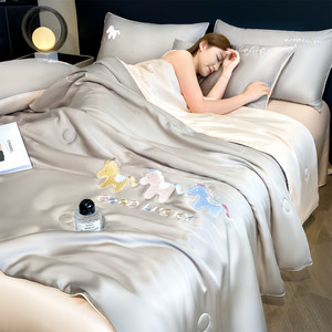 Nouvelle collection 2026 : Couette rafraîchissante brodée motif poney et ensemble de literie 4 pièces, <span class=keywords><strong>Série</strong></span> Chasing Dreams, personnalisation possible - Product Image 5