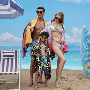 Serviette de plage personnalisée rectangulaire grande taille, serviettes de bain de haute qualité, séchage rapide, anti-sable, en microfibre tricotée, pour l'été et la natation - Product Image 3