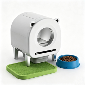 Caja de arena para gatos semiautomática con diseño de palanca, material ABS, caja de arena cerrada para gatos - Product Image 1
