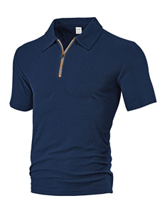 Custom Men Terry Jacquard <b>Zip</b> Placket Polo <b>Shirt</b> Embroidery Logo 210GSM 100% Polyester Golf Workwear Top - Product Image 3