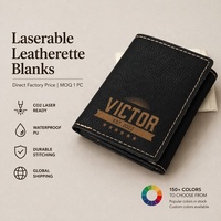 Dompet Lipat Tiga Kulit Rustic/Emas Berkualitas Tinggi 4" X 3" Dipotong dengan Mesin Ukir Laser