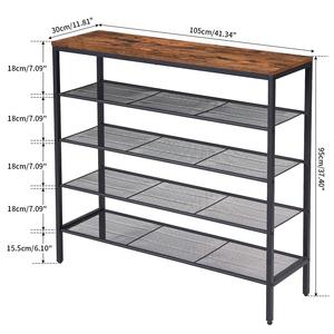 <span class=keywords><strong>Zapatero</strong></span> <span class=keywords><strong>Industrial</strong></span> de 5 niveles, organizador de calzado con 4 estantes de malla, plano o inclinable, ajustable, para 16 pares de entrada - Product Image 2