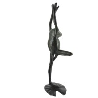 Statuette de grenouille en fonte faite à la main, finition noire, statue d'animal, décoration de jardin, pelouse, intérieur, décoration de luxe pour la maison, antique