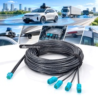 Kabel Otomotif 10m 4-in-1 MATE-AX ke 4x FAKRA Female TE Quad 1-2298721-9 ke 2360001-4 Splitter Coax Harness untuk ADAS LiDAR ECU