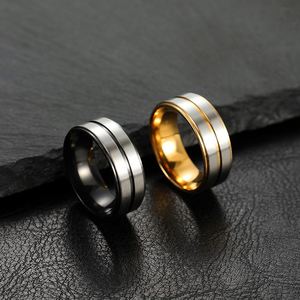 Anillos De Acero Inoxidable Brushed Dual Tone Matte <b>Black</b> <b>Rings</b> Made Titanium Steel <b>Men</b> Personality <b>Ring</b> Charming Jewelry - Product Image 4