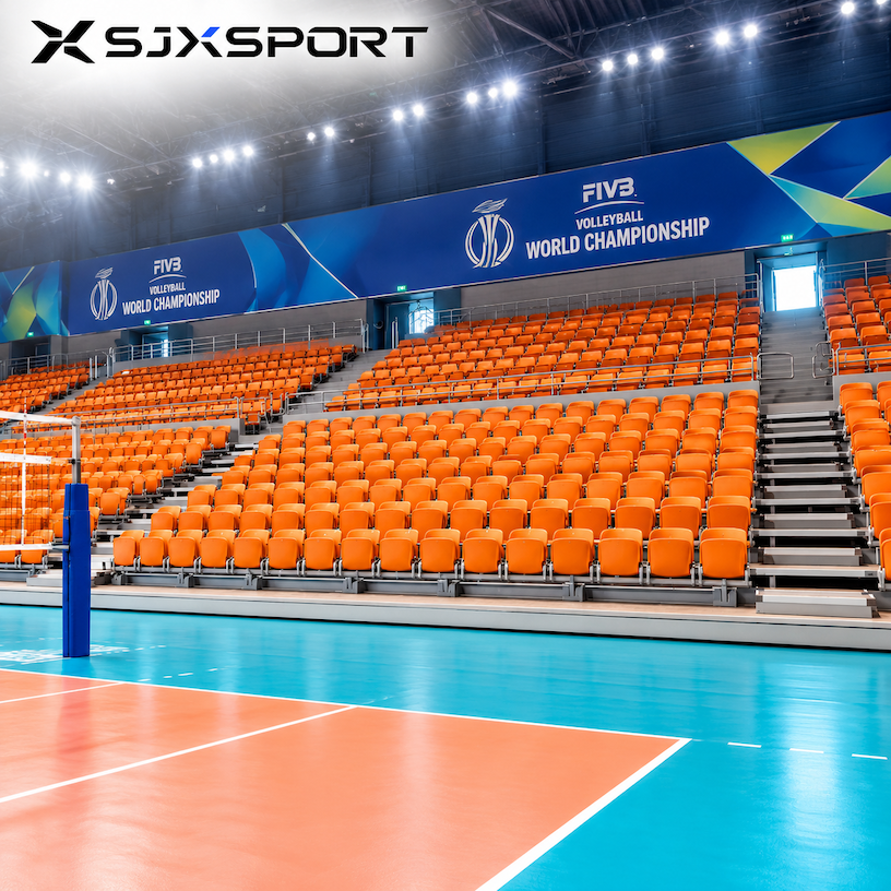 Stadium Base Model Compact Storage Telescopic Bleacher Rear Flip Seat for Training Base ...