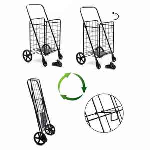Chariot de courses pliable portable de 80 kg, chariot de courses pliable en métal léger pour les escaliers et les trottoirs - Product Image 5