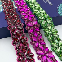 Bande décorative en strass en forme de feuille de verre, écologique, pour ceinture de mariée et robes de bal