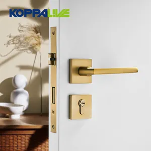 Koppalive门五金方形黄铜杠杆门把手榫眼内门把手带锁美国标准