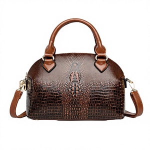 OEM Factory Unisex Handbag with Three Straps Faux Leather Zipper Closure Polyester Lining Bow Pattern Boston Shape Dress Style - Product Image 3