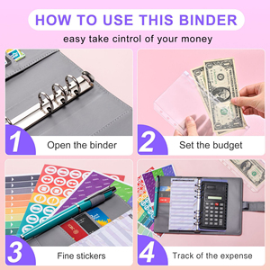 Carnet de budget A6 à feuilles mobiles pour le défi d'économie d'argent, disponible en plusieurs couleurs, vente en gros - Product Image 3