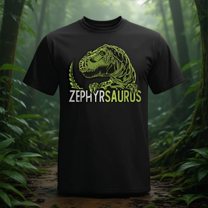 Zephyrsaurus Dinosaur T-Rex T-Shirt avec nom personnalisé, noir, unisexe, pour adultes - Product Image 3