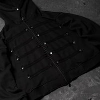 Sweat à capuche rétro personnalisé OEM, entièrement zippé, rembourré, 100% coton, coupe oversize, longueur courte, veste d'hiver pour homme
