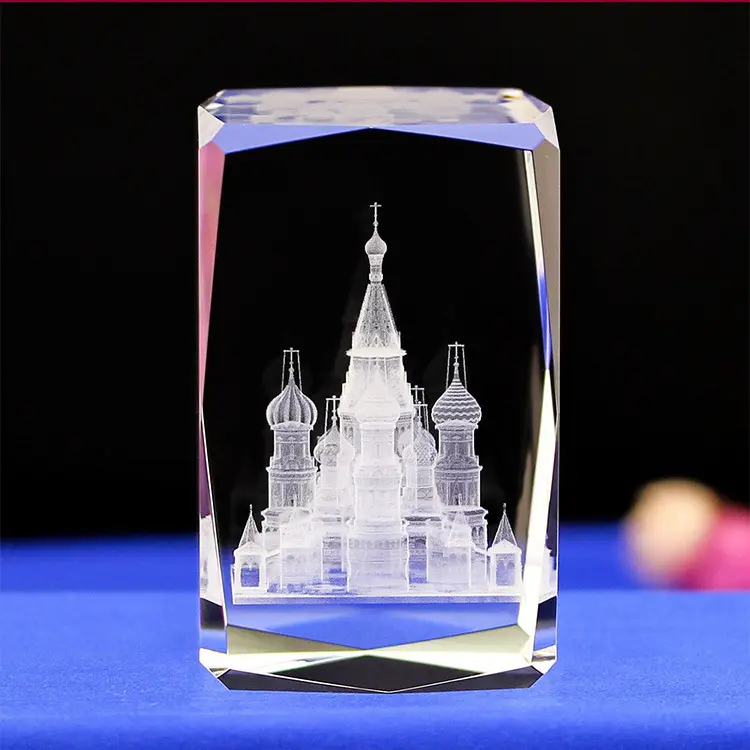 עולם כוס 3D לייזר חריטת קריסטל חרוט קוביית מזכרות תוצרת סין