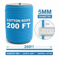 Cordon en coton tressé naturel 5 mm, 200 pieds, 3/16 po, pour macramé, corde à linge, mât de drapeau de camping, artisanat DIY, tressage diamant, usage polyvalent