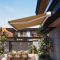 Auvent rétractable automatique avec éclairage LED, auvent avec éclairage LED pour l'extérieur, pour la maison