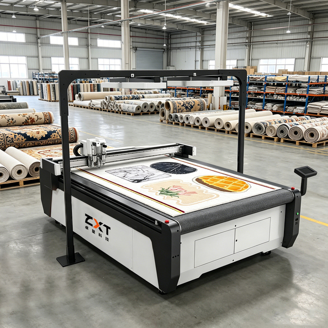Size Customized ZXT Smooth Cutting Edge Oscillating Knife Cutting Machine Pile Printed Digital Carpet Flatbed Cutter
