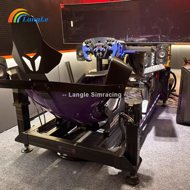 Indoor Amusement Racing Game Virtual Reality Simulator With 6DOF Motion System Featuring Metal Racing Car Various Real Tracks