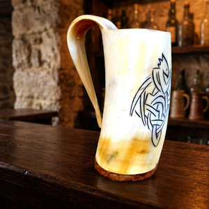 Nueva Jarra Vikinga Auténtica Hecha a Mano de Cuerno de Vaca, Jarra Natural para Beber Cerveza/Ale/Mead, Ecológica, Arte Folclórico, Estilo Medieval para el Hogar - Product Image 5