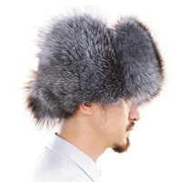 Gorro de Invierno con Orejeras de Piel de Zorro, Cuero Genuino de Piel de Oveja, Estilo Imagen, Gorro Ruso Ushanka Cálido para Viajes a la Playa