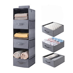 Hanging Closet Organizer with 2 Drawers and 1 Underwear Drawer Foldable Closet Hanging <b>Shelves</b> Hanging Clothes Storage <b>Box</b> PE - Product Image 1