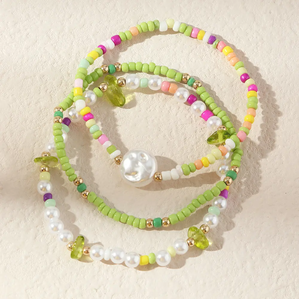 Bracelets d'été à la mode 3 pièces/ensemble, ensemble de Bracelets Boho, mélange de couleurs, Bracelet en perles de rocaille pour femmes et filles, 2022