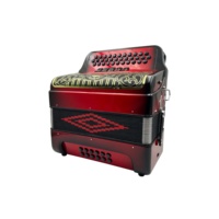 JB3412D Accordéon professionnel en bois 34 boutons 12 basses 5 registres Design rouge et noir Grille diatonique