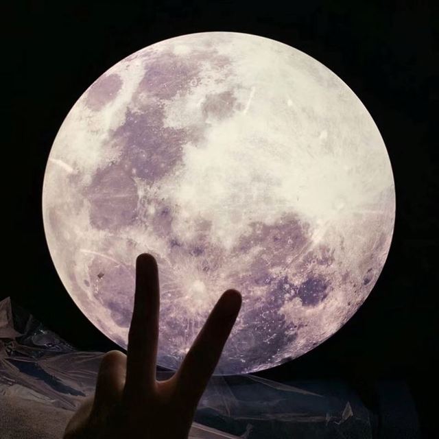 3D Moon Wall Lamp Round ABS Night Light with Switch Power Source for Middle Sizes Plug-In Supply